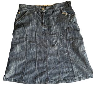 VTG Dark Wash Denim Flare Skirt Sz 10